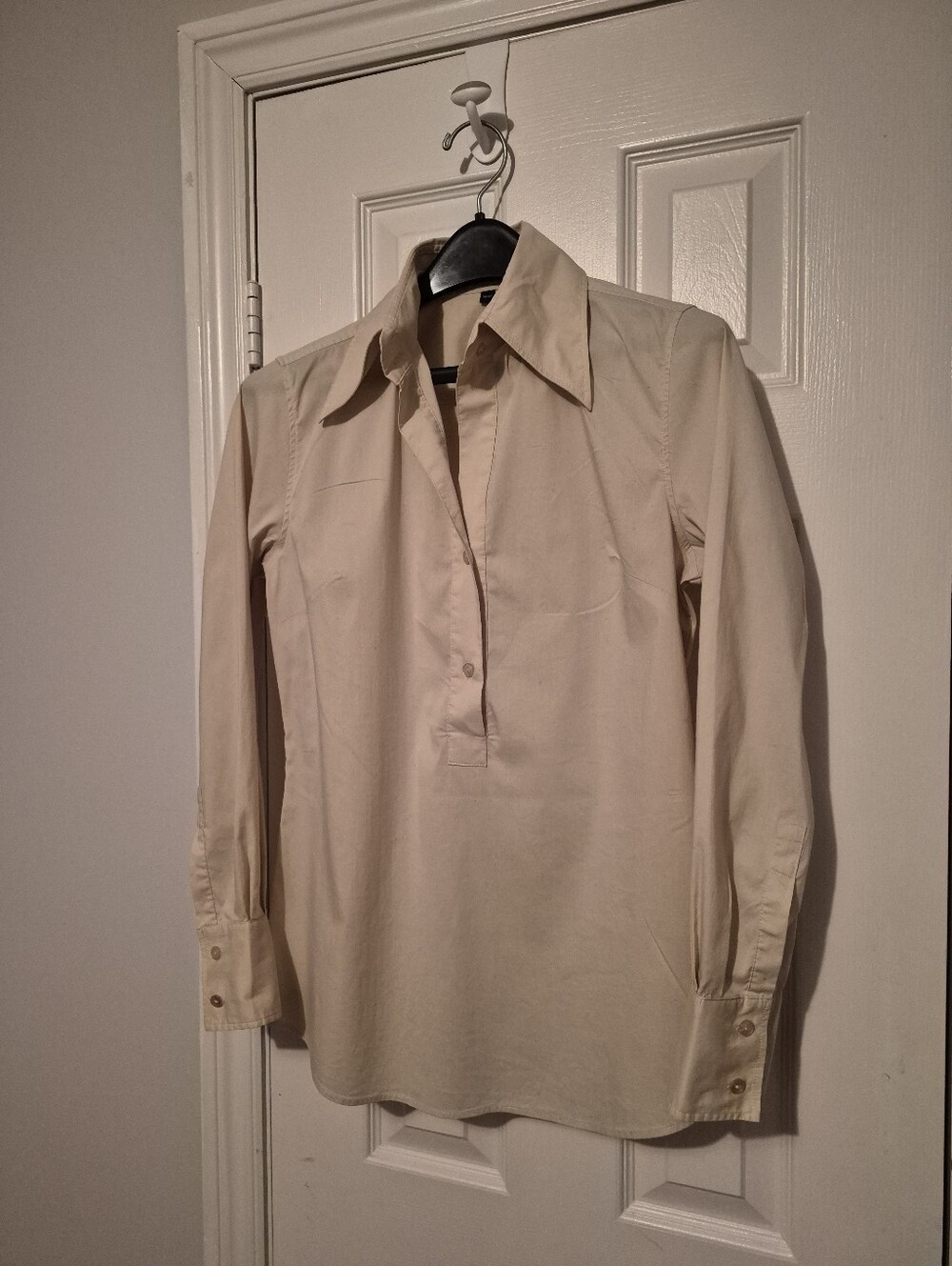 Jacob Womens Cream Long Sleeve Collared Blouse